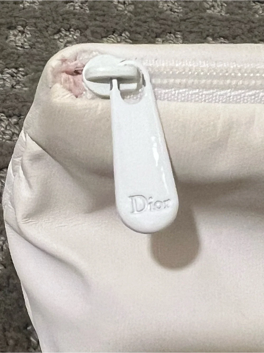 Dior Cream White Logo Zip Pouch